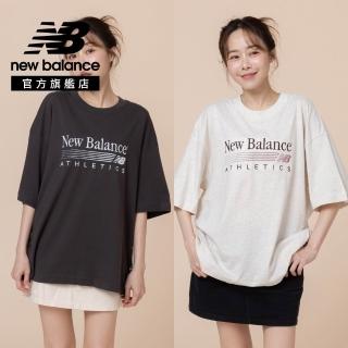 【NEW BALANCE】NB 復古Logo短袖上衣 女性 燕麥杏/黑灰 WT6297MKBLK WT6297MKLIT(美版 版型偏大)