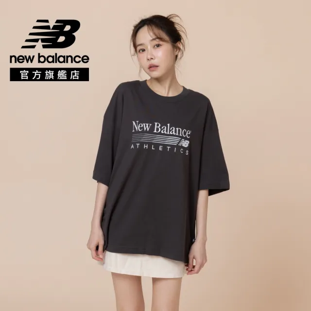 【NEW BALANCE】NB 復古Logo短袖上衣_女性_燕麥杏/黑灰_WT6297MKBLK_WT6297MKLIT(美版 版型偏大)