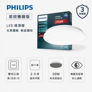 【Philips 飛利浦】LED 若欣 雅緻版 20W 壁切三段調色 全電壓 吸頂燈(一組4入)