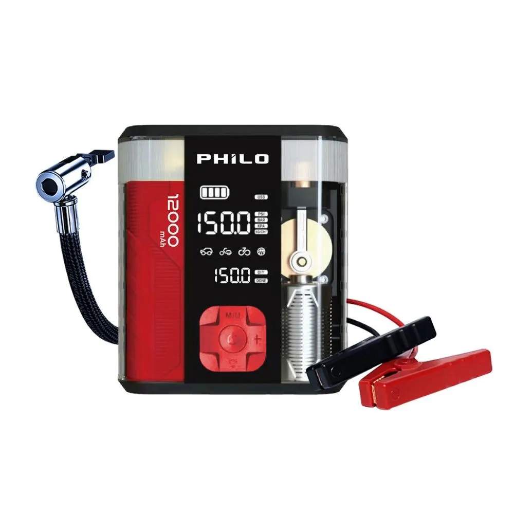 【Philo 飛樂】行車救援王 STP12PRO二代 12000mAh 救車打氣一體機/汽柴油救車/自動打氣機/救車行動電源