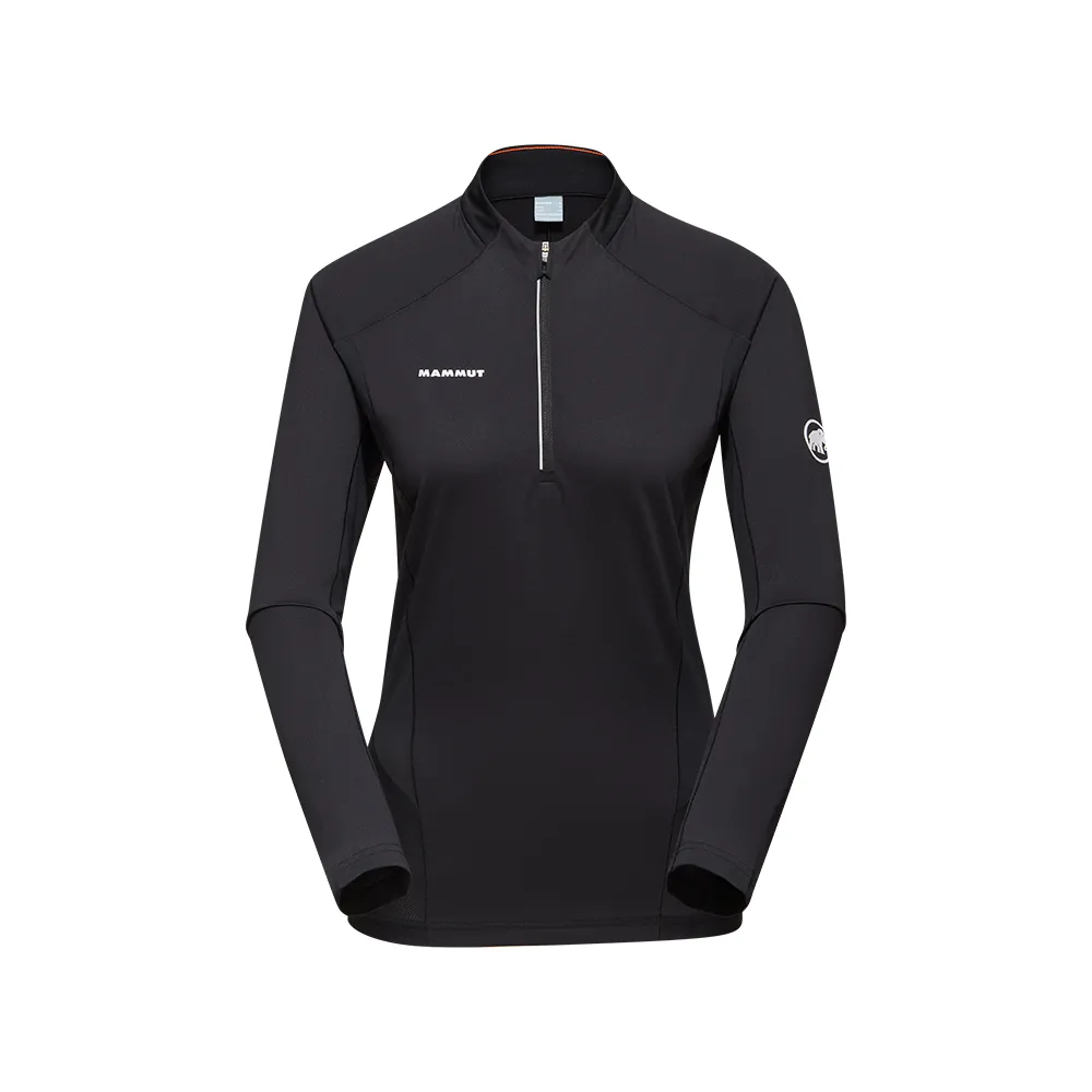 【Mammut 長毛象官方直營】Aenergy FL Half Zip AF 抗菌半拉長袖排汗衣 黑色 女款 #1016-01320
