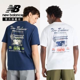 【NEW BALANCE】NB 短T 東京城市商店短袖上衣 男性 米白/藍 MT62D8CENNY MT62D8CESST(美版 版型偏大)