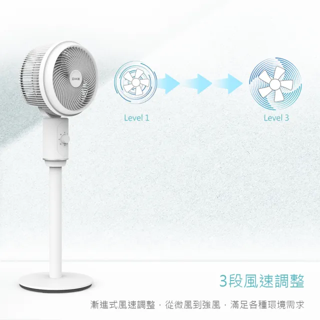 【DIKE】超值2入組-6吋自動擺頭USB充電式循環風扇(DUF320WT)
