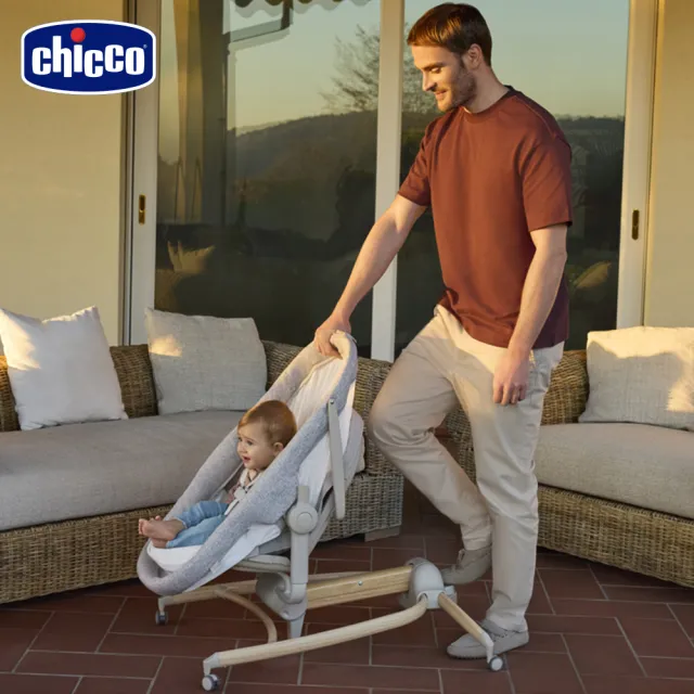 【Chicco】蒔光系列-Baby Hug 4合1餐椅嬰兒安撫床(嬰兒床/安撫椅/高腳椅/餐桌椅)