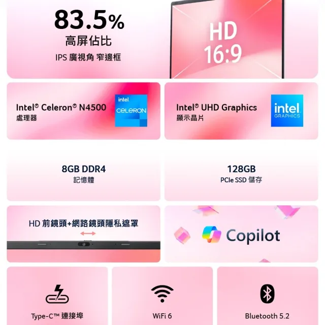 【Acer 宏碁】筆電包/羅技鼠★14吋輕薄文書筆電-粉(Aspire Lite/AL14-36P-C0HB/N4500/8G/128G/W11)