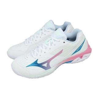【MIZUNO 美津濃】羽球鞋 Wave Claw 4 寬楦 男鞋 女鞋 白 緩震 回彈 室內運動 71GA2643-17