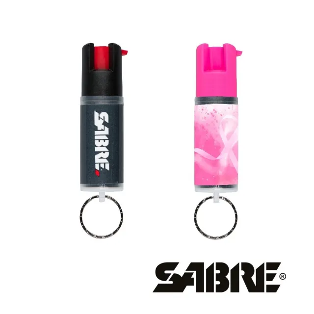 【SABRE 沙豹】輕量鑰匙圈防身噴霧 兩款可選(ISO認證 專利設計 高辣椒素)
