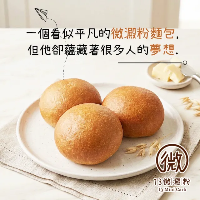 【i3微澱粉】低糖好纖手工麵包-原味小餐包30顆(271控糖配方 麵包 高蛋白)