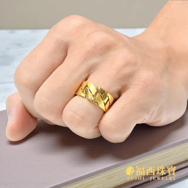 【福西珠寶】黃金戒指 #12號 鎧甲戒 6D立體寬版設計 硬派造型 固定戒圍(金重0.87錢正負0.03錢)