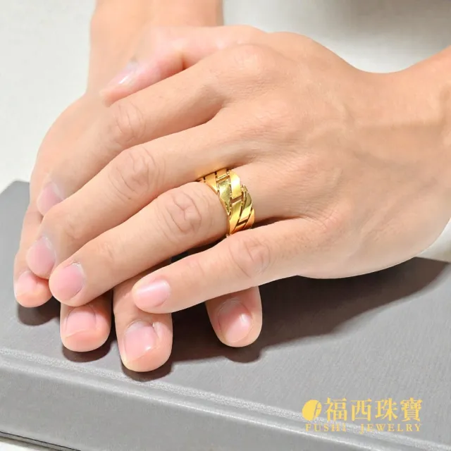 【福西珠寶】黃金戒指 #12號 鎧甲戒 6D立體寬版設計 硬派造型 固定戒圍(金重0.87錢正負0.03錢)