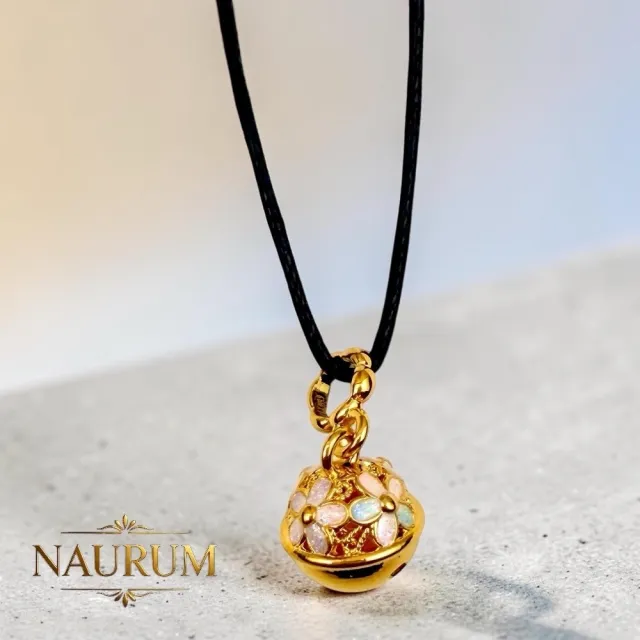 (NAURUM)黃金墜飾幻彩法郎繫花鈴0.20錢附贈皮繩