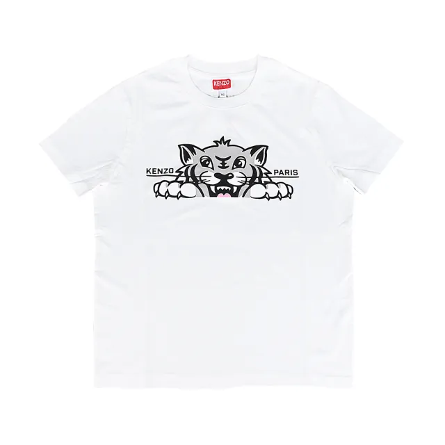 【KENZO】KENZO純棉虎頭印花短袖T恤(女/白)