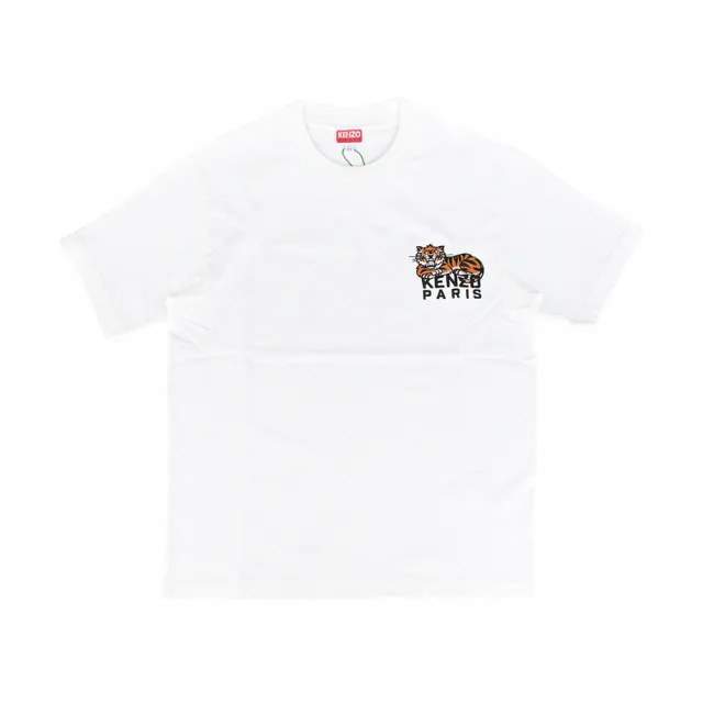 【KENZO】KENZO純棉虎頭刺繡短袖T恤(男/白)