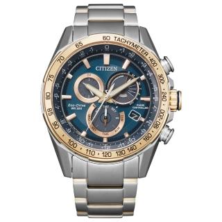【CITIZEN 星辰】GENTS 五局電波三眼計時光動能男錶/43mm 父親節(CB5916-59L)