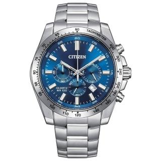 【CITIZEN 星辰】Chronograph 海水藍三眼計時男錶/44mm 父親節(AN8230-59M)