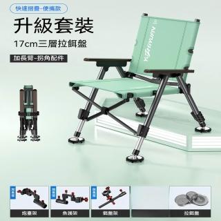 [樂錦家居]釣椅 免安裝折疊小釣椅 便攜垂釣椅 野外垂釣椅子（防滑腳 拐角3件套+拉餌盤 預購12天）