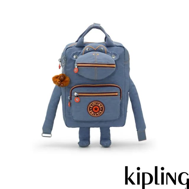 【KIPLING】活力淺藍猴子造型手提後背包-JANE ENERGY 女包