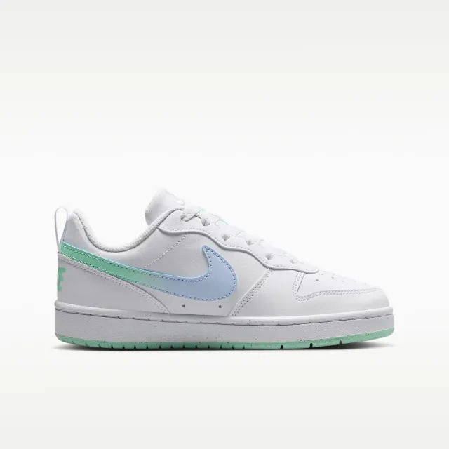 【NIKE 耐吉】休閒鞋 女鞋 大童 運動鞋 COURT BOROUGH LOW FADE GS 白灰綠 IQ6529-100 (2K2261)