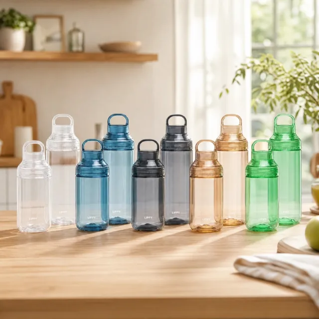 【LIPPY】日本製手提式Tritan透明水壺-1000ML (安全耐用 可拆洗 輕便水壺)