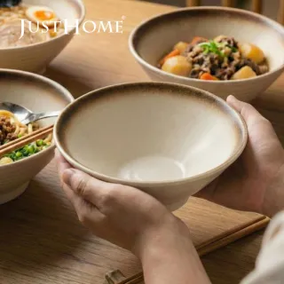 【Just Home】日式漸層陶瓷8吋麵碗850ml-三件組(可微波 湯碗 碗 麵碗 拉麵碗 碗公 泡麵碗)