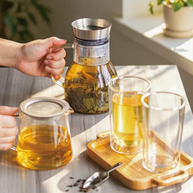 【Driver】甘丹茶壺聚會分享組(泡茶壺 茶具 茶器 茶杯 耐熱玻璃壺 雙層玻璃杯 茶壺茶杯組 送禮推薦)