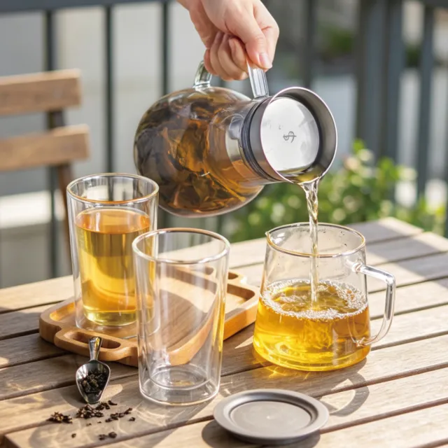 【Driver】甘丹茶壺聚會分享組(泡茶壺 茶具 茶器 茶杯 耐熱玻璃壺 雙層玻璃杯 茶壺茶杯組 送禮推薦)