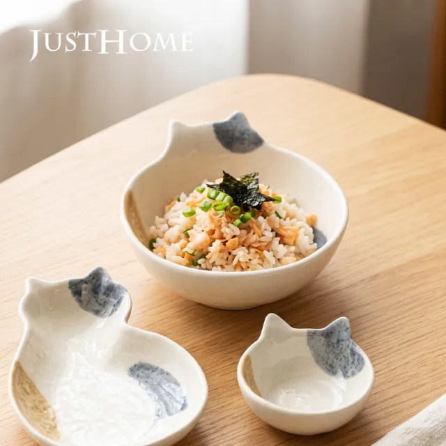 【Just Home】花喵系列陶瓷4.5吋碗150ml-2色可選(可微波 碗 碗盤 湯碗 飯碗)