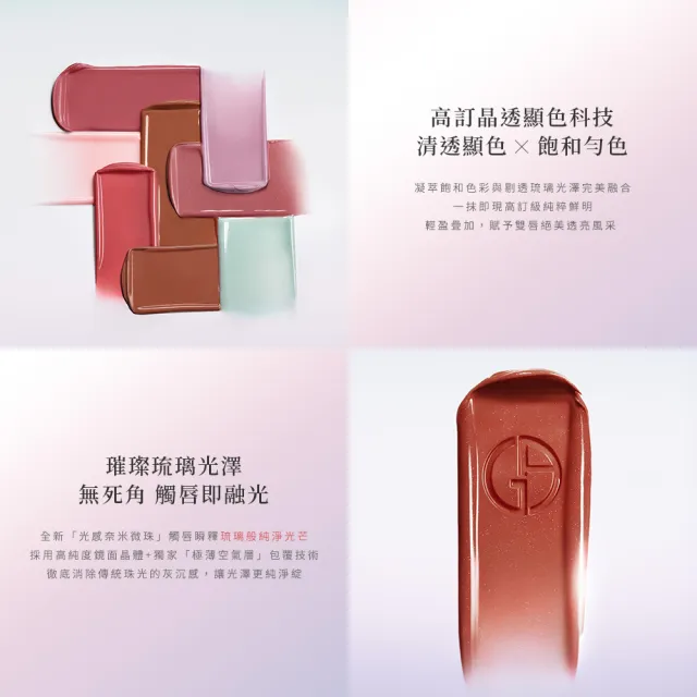 【ARMANI 亞曼尼】官方直營 訂製琉光潤唇膏雙入組(GA/新品上市/長效水潤/)