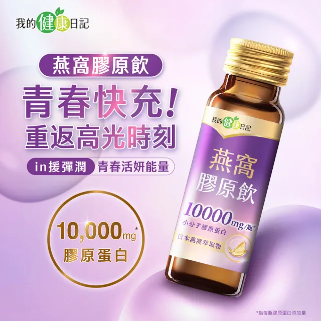 【我的健康日記】膠原飲192入組(蜂王、燕窩 兩款任選 10000毫克小分子膠原蛋白)