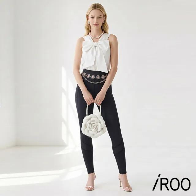 【iROO】拼接設計合身褲