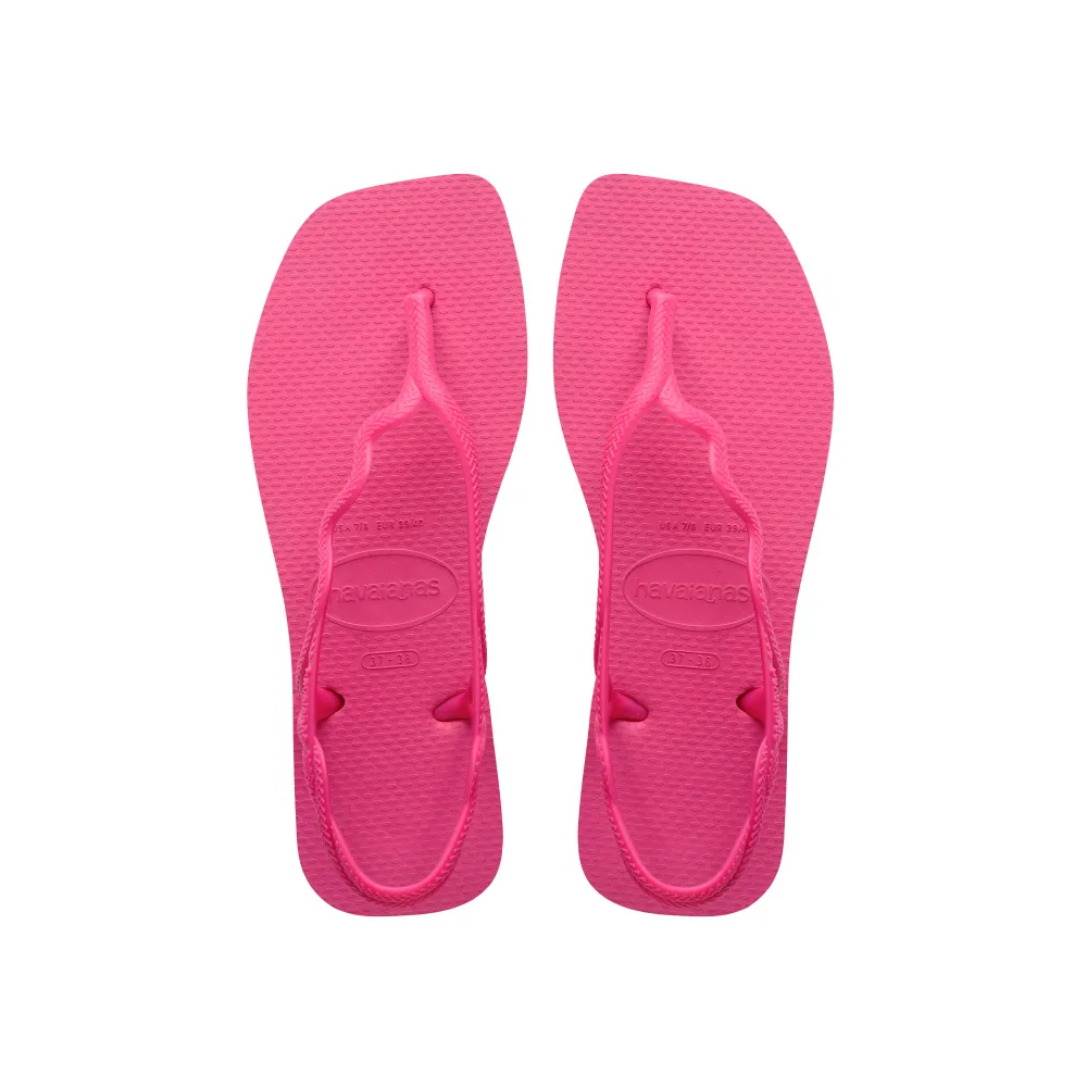 【havaianas 哈瓦仕】涼鞋 女鞋 拖鞋 夾腳拖 方形 時尚 鑽石切割 Soleil 桃紅 4148977-5784W(哈瓦士)