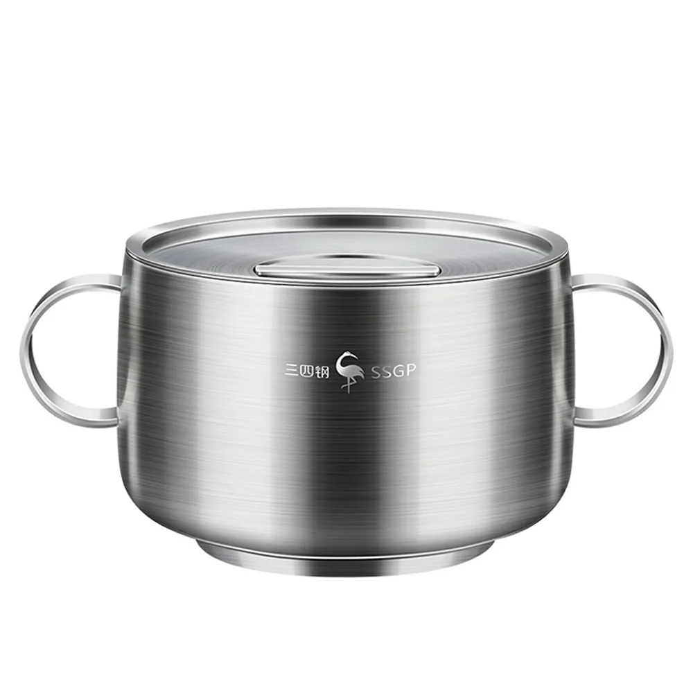 【PUSH!】餐具用品316L雙層不銹鋼碗 防燙兒童碗 吃飯碗帶手柄帶蓋碗(隔熱碗 E205)