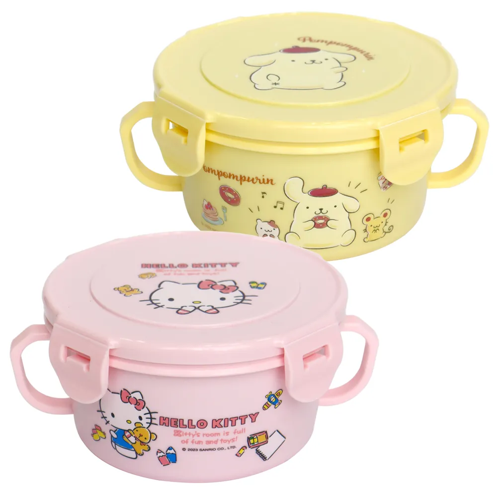 【SANRIO 三麗鷗】雙耳不鏽鋼隔熱環保碗 400ml 布丁狗/KITTY二款任選(全程台灣製 SGS檢測合格)