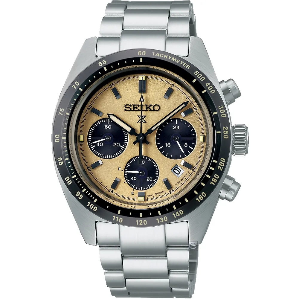 【SEIKO 精工】官方授權 Prospex Speed Timer 太陽能三眼鋼帶錶徑-錶徑39mm SK008(SSC817P1)