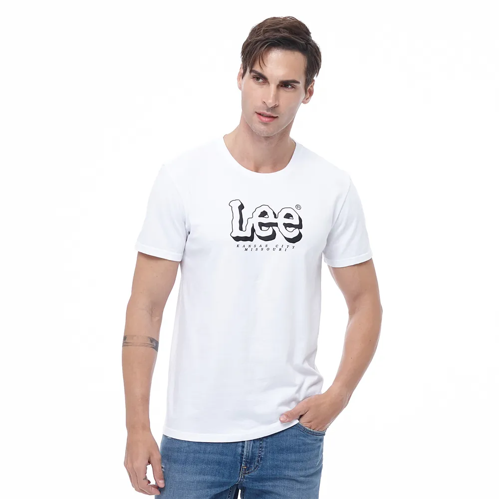 【Lee】出清品-男裝 短袖T恤 / 立體LOGO印花 清新白 標準版型(LL200129K14)