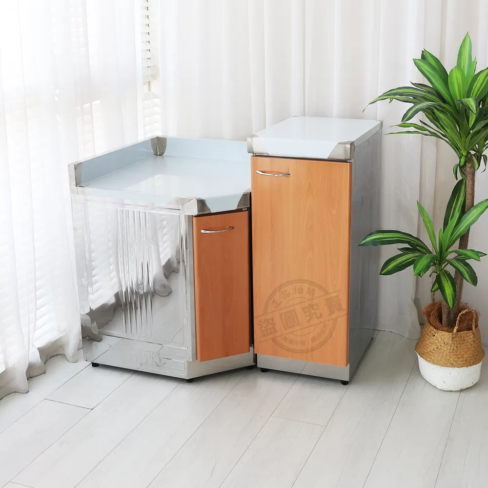【Abis】客製商品-豪華升級款不鏽鋼二件組系統櫥櫃-角台+瓦斯桶台/流理台/收納廚具-多款門板可選(桶身304)