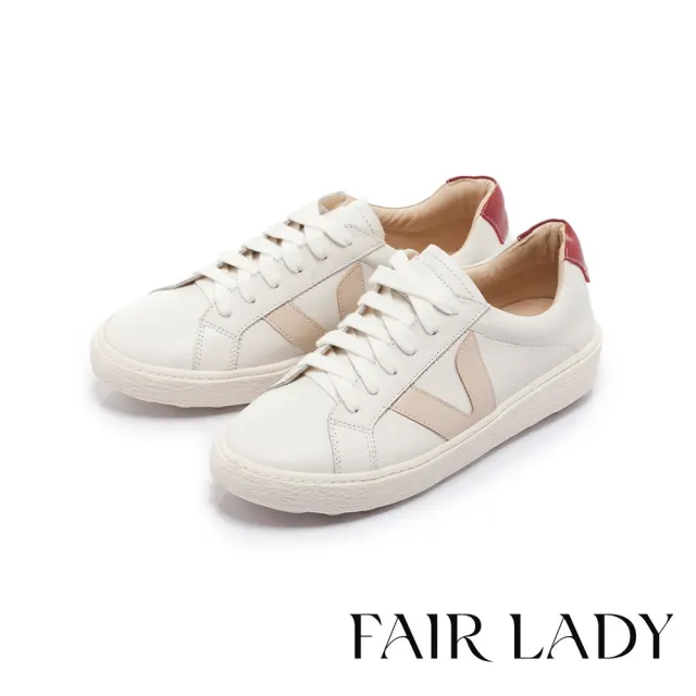 【FAIR LADY】品牌經典 軟實力 側V拼接免綁帶厚底休閒鞋(洋紅/502388 女鞋)