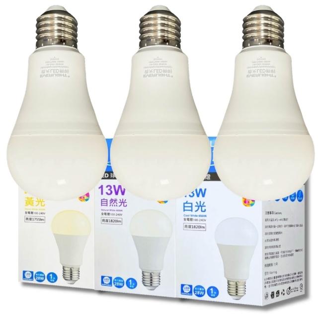 【Everlight 億光】10入 2026最新款 LED 13W 高光效 最新戰鬥版 全電壓 球泡燈 E27燈泡(黃光/自然光/白光)