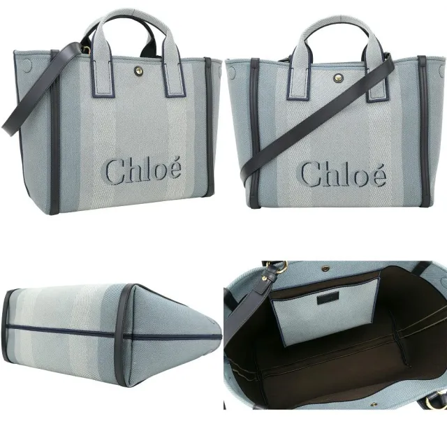 【Chloe’ 蔻依】Carry 中型 灰藍帆布手提/斜背托特包-3款可選