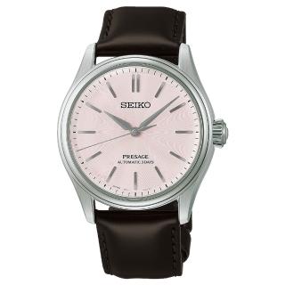 【SEIKO 精工】Presage 櫻花美學職人匠心機械錶-粉x棕色/38mm 送禮 禮物(HCC003J1/6R51-00G0J)