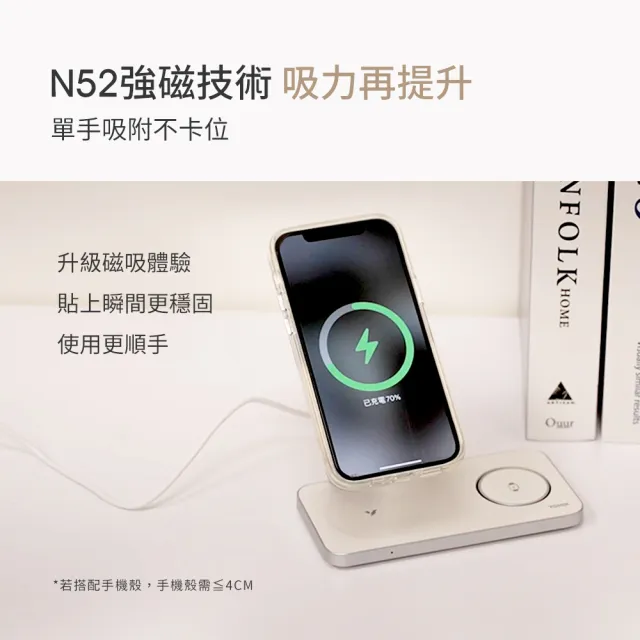 【YOMIX 優迷】Qi2.2 25W三合一折疊磁吸無線充電座(MagSafe/Apple watch/AirPods/iPhone/支援多設備)