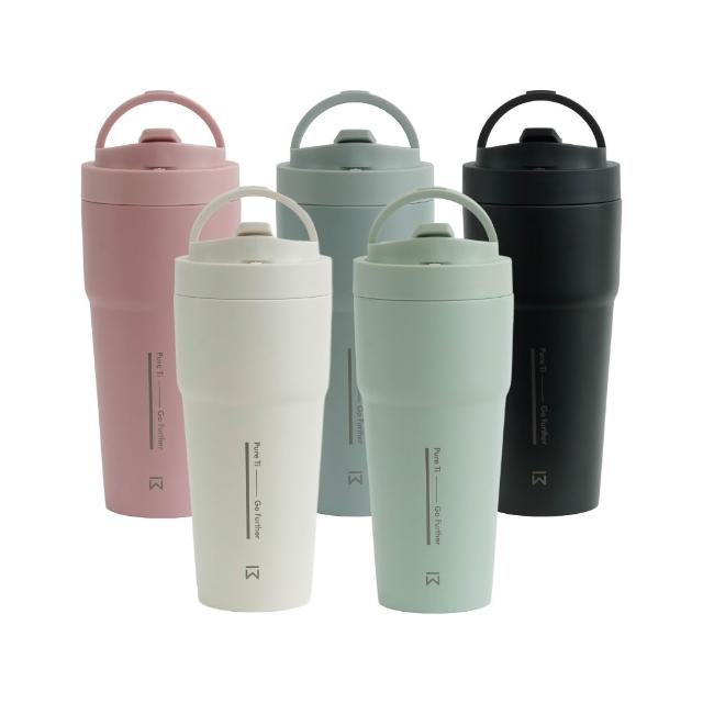 【WOKY 沃廚】純鈦渾圓杯(Pure Ti) 770ml-附彈跳吸管(鈦杯/保溫瓶/吸管杯/咖啡杯)