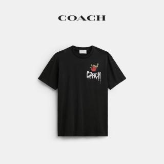 【COACH】蔻馳官方直營 棉質蘋果圖案經典T恤-黑色(CEM20)