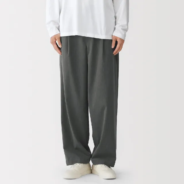 【MUJI 無印良品】男速乾打褶寬版褲(墨灰/黑色/米色/摩卡棕)