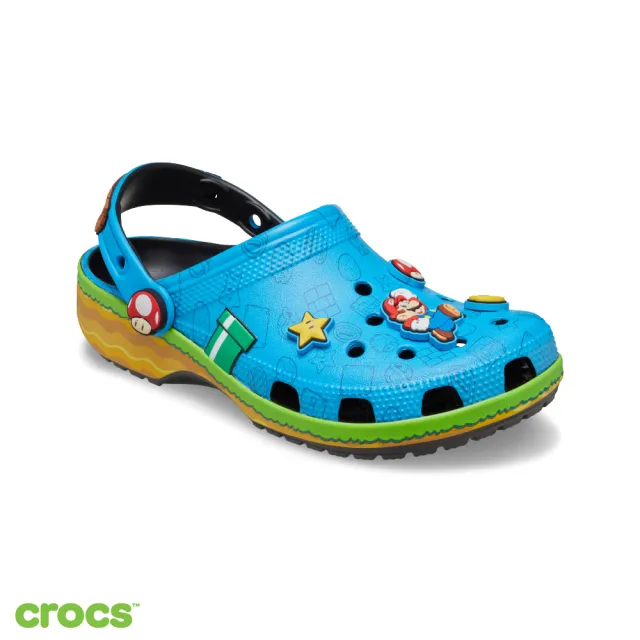 【Crocs】中性鞋 超級瑪利歐聯名 經典克駱格 七彩色(212138-90H)