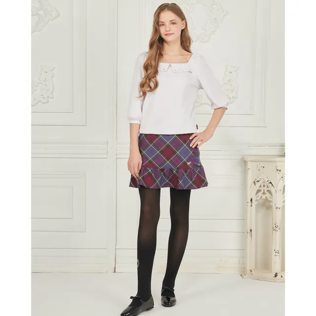 【SCOTTISH HOUSE】桃紫格 荷葉邊Aline短裙CHUB2108
