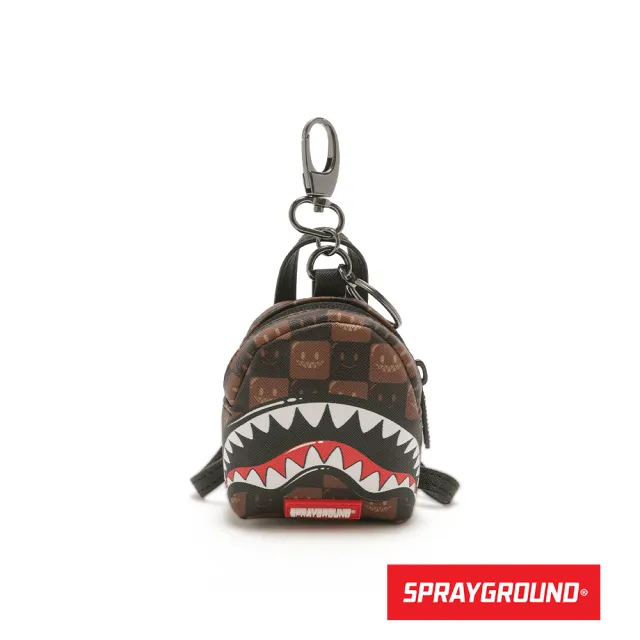 【SPRAYGROUND】童趣棋盤格鋸齒鯊背包造型鑰匙圈(咖色)