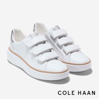 【Cole Haan】GRANDPRO TOPSPIN TRIPLE STRAP SNEAKER 真皮休閒鞋 女款寬楦 白色/銀(W30410)