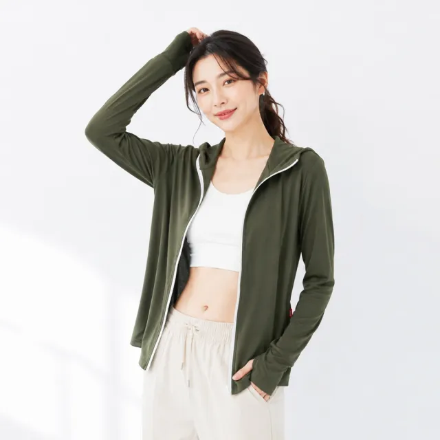 【遊遍天下】MIT台灣製女款抗UV防曬涼感排濕排汗露指連帽外套(S-5L大尺碼)