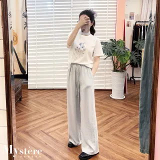 【my stere 我的時尚秘境】輕薄柔軟棉麻綁帶寬褲 三色 寬褲 垂墜寬褲 口袋寬褲 鬆緊寬褲 休